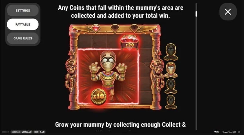 Wrappin' More Gold - ventana con reglas e información del juego